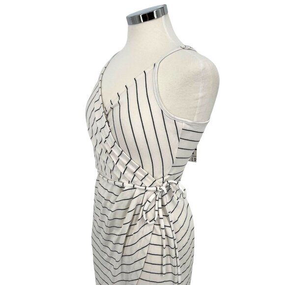 41 Hawthorn Striped Wrap Dress Ivory Black Size Small Petite NWT - Picture 4 of 9